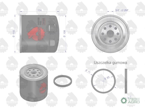 Filtr oleju PP-882, PP882, C-385 ORYGINAŁ URSUS, (sprzedawane po 12)
