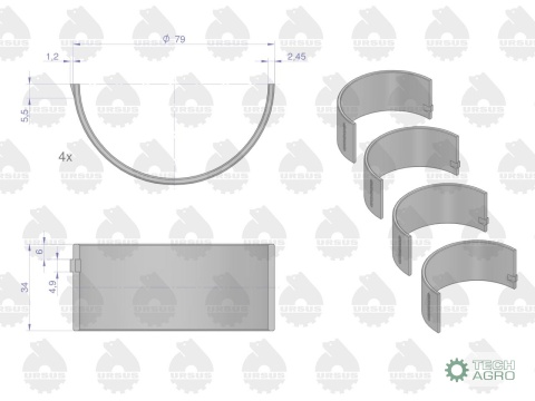 Komplet panewek korbowodowych N-1.00 (IV szlif) 50103913. 90060123 C-330 ORYGINAŁ URSUS