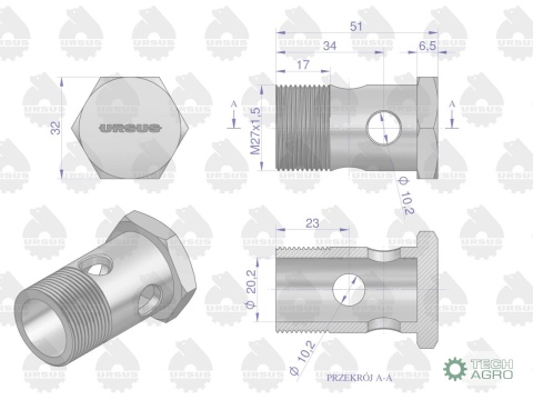 Łącznik hydrauliki M27x1.5 972450 C-385ORYGINAŁ URSUS