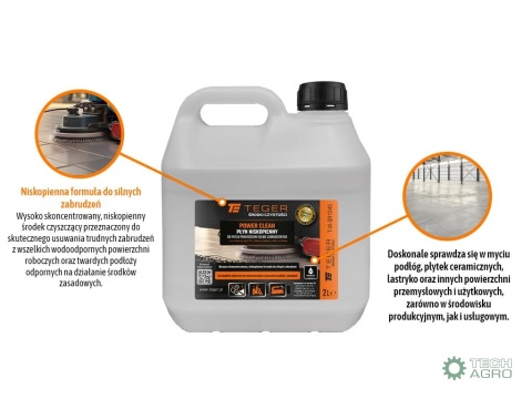 Płyn niskopienny do mycia powierzchni silnie zabrudzonych POWER CLEANING, 2l, Teger
