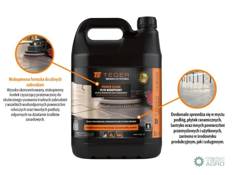 Płyn niskopienny do mycia powierzchni silnie zabrudzonych POWER CLEANING, 5l, Teger