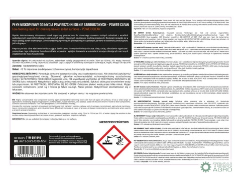 Płyn niskopienny do mycia powierzchni silnie zabrudzonych POWER CLEANING, 5l, Teger