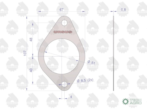 Uszczelka kolektora ssącego krążelit 0.8mm C-385 ( sprzedawane po 10 ) ORYGINAŁ URSUS