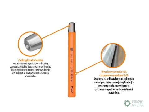 Zakuwacz do nitów kulistych 2x10x100mm,TEGER