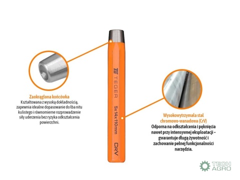 Zakuwacz do nitów kulistych 5x14x110mm,TEGER