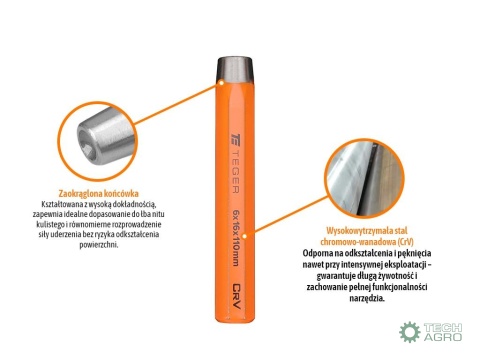 Zakuwacz do nitów kulistych 6x16x110mm,TEGER