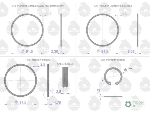 Zestaw naprawczy silnika 46910000, 0437890 MF3 (komplet) ORYGINAŁ URSUS