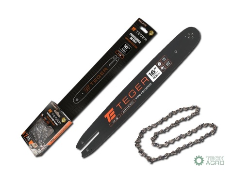 Zestaw tnący, 16" (40 cm) prowadnica + łańcuch, 3/8", 1,3 mm, 55 og., 9z, moc. G, Teger