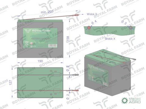 Bateria 90Ah 9V 6AS6 ROYAL FARM 201031012