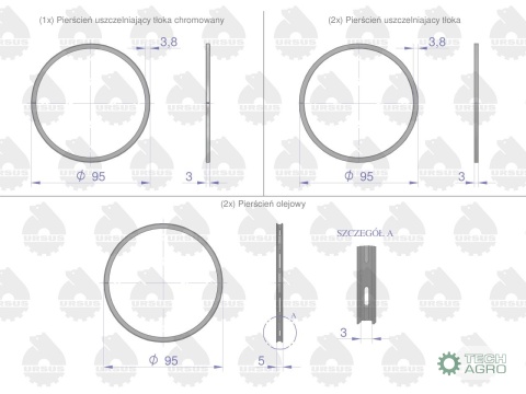 Komplet pierścieni tłokowych silnika 1-tłok K41310, K1-1310-000 C-360 ORYGINAŁ URSUS