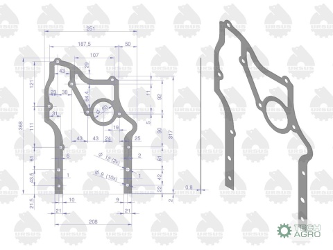 Komplet - zestaw uszczelek silnikowy 2022766U C-330 ORYGINAŁ URSUS