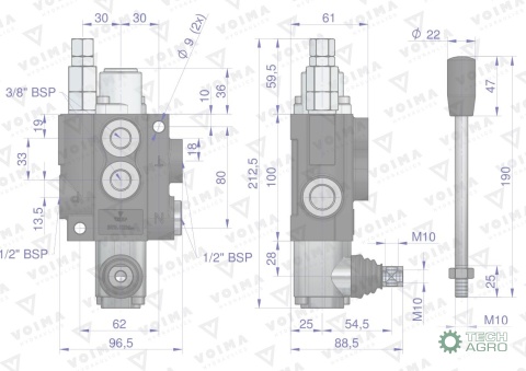 Rozdzielacz hydrauliczny 1-sekcyjny 40LVOIMA