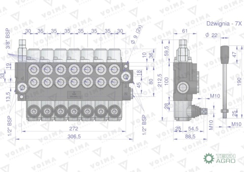 Rozdzielacz hydrauliczny 7-sekcyjny 40LVOIMA