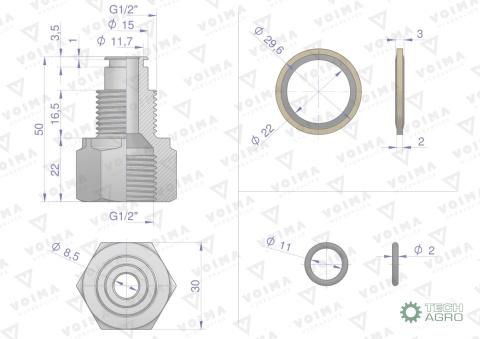 Tuleja ciśnieniowa łącząca rozdzielacze40L VOIMA