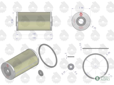 Wkład filtra paliwa wstępny WP10-3 C-385 Zetor ORYGINAŁ URSUS, (sprzedawane po 12)