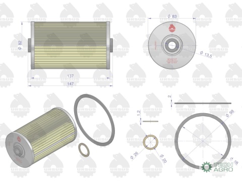 Wkład filtra paliwa wstępny WP10-5/A C-385/Zetor ORYGINAŁ URSUS