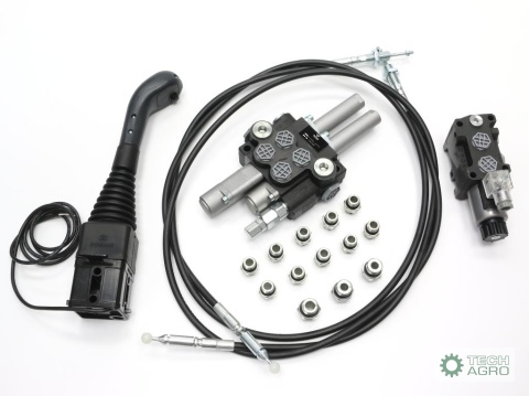 Zestaw (1 sekcja pływająca) do ŁadowaczTUR -Rozdzielacz 40L 2-sekcyjny + Elektrozawór + Joystick z przyciskiem + Elementy złączn