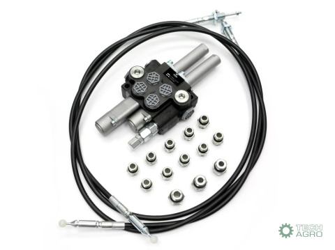 Zestaw (1 sekcja pływająca) do ŁadowaczTUR -Rozdzielacz 40L 2-sekcyjny + Elektrozawór + Joystick z przyciskiem + Elementy złączn