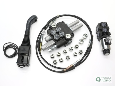 Zestaw (1 sekcja pływająca) do ŁadowaczTUR -Rozdzielacz 80L 2-sekcyjny + Elektrozawór + Joystick z przyciskiem + Elementy złączn