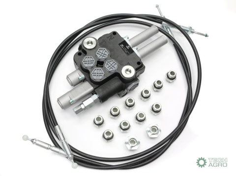 Zestaw (1 sekcja pływająca) do ŁadowaczTUR -Rozdzielacz 80L 2-sekcyjny + Elektrozawór + Joystick z przyciskiem + Elementy złączn