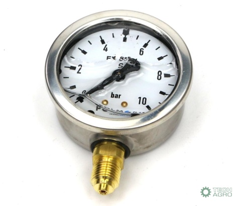 Manometr glicerynowy M63 0-10 bar dolne przyłącze G1/4" POLMO