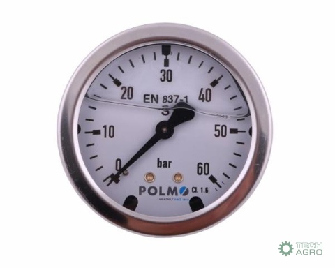 Manometr glicerynowy M63 0-60 bar tylne przyłącze G1/4" POLMO