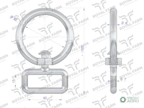 Okrętka, obroży Jałówka 8mm do pasa 4cm, Royal Farm (sprzedawane po 10)