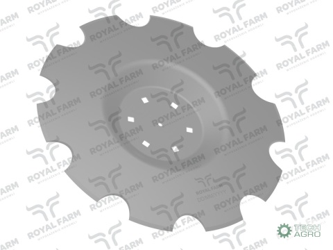 Talerz, uzębiony Z-10 fi 510 mocowanie 6/120 grubość 3.5 mm przetłoczony stal borowa , Royal Farm