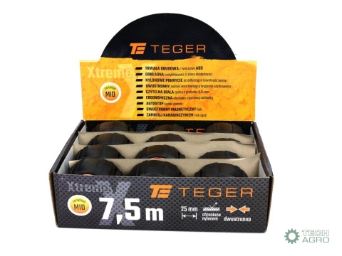 Miara stalowa dwustronna rozwijana 7.5m25mm TEGER