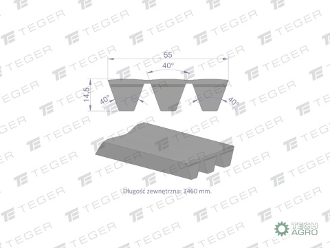 Pas klinowy Hard-Belt (T-671012.0) AP1003631 do CLAAS 671012.0 TEGER