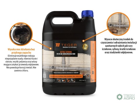 Płyn do udrażniania rur EXTRA STRONG 5 kg / TEGER