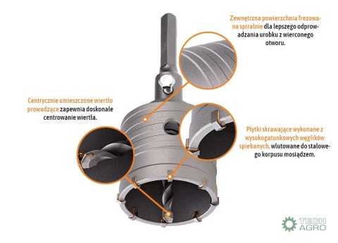 Wiertło do betonu koronowe - uchwyt HEX/ 65 mm / TEGER