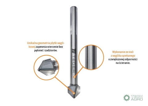 Wiertło do szkła i glazury 10x95 mm / TEGER