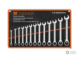 Zestaw kluczy płasko-oczkowych z grzechotką, 8-24 mm, 13 szt, Teger