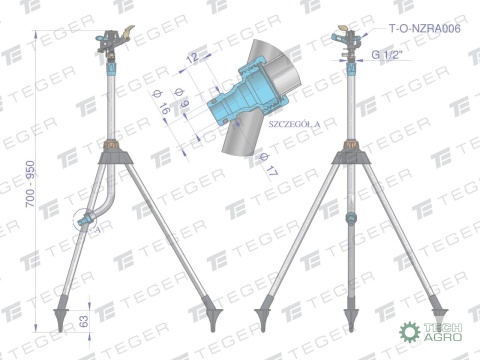 Zraszacz ogrodowy - trójnożny (70-95cm) / TEGER