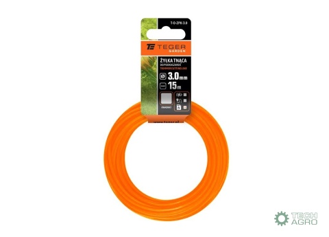 Żyłka tnąca do podkaszarek / Kwadrat / 3.0 mm / 15 m / TEGER
