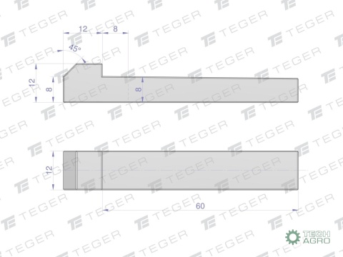 Klin z noskiem 12x8x60 TEGER, (sprzedawane po 5)