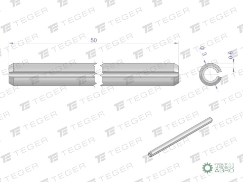 Kołek sprężysty 3x50 TEGER, (sprzedawane po 10)