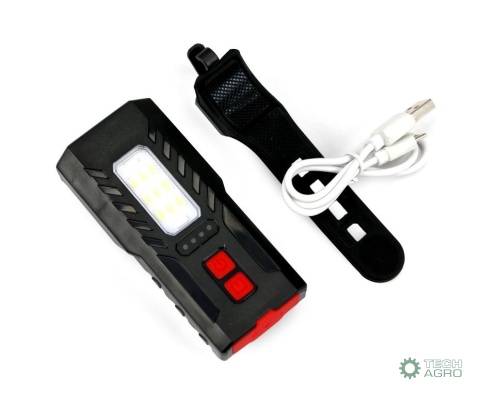 Lampa rowerowa latarka LED przednia zdwojona z powerbankiem 4000 mAh i funkcją RED ładowana USB Teger