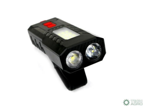 Lampa rowerowa latarka LED przednia zdwojona z powerbankiem 4000 mAh i funkcją RED ładowana USB Teger
