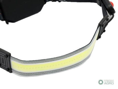 Latarka czołówka, paskowa SOFT LED COB 450lm z funkcją RED z tyłu ładowana USB, Teger