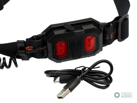 Latarka czołówka, paskowa SOFT LED COB 450lm z funkcją RED z tyłu ładowana USB, Teger