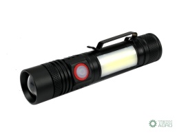 Latarka uniwersalna diody LED typu T6 COB aku 1200 mAh ładowany USB 400 lm Teger