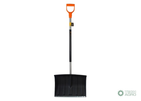 Łopata do śniegu na metalowym trzonku, 480x1200 mm - czarna, Teger