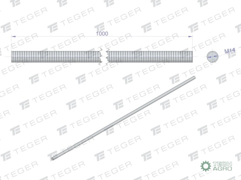 Pręt gwintowany M14 x 1000mm kl.8.8 DIN975 ocynkowany TEGER (sprzedawane po 5)