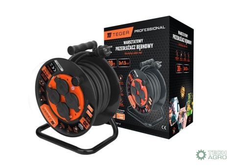 Przedłużacz bębnowy, warsztatowy PROFESSIONAL, 3X1,5mm, IP44, H05RR-F, cert. CE / 30M, Teger