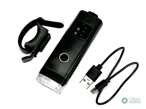 Zestaw lamp rowerowych, latarka LED przednia 2000 mAh i latarka LED tylna 150mAh ładowane USB z klaksonem Teger