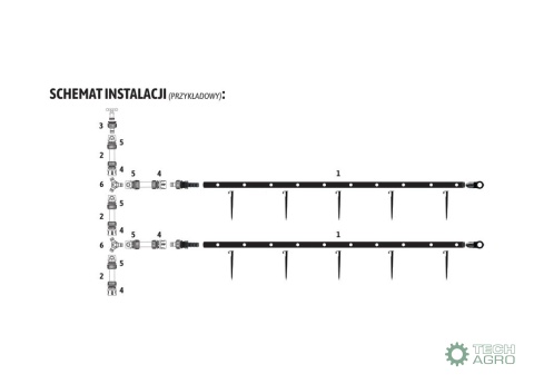 Zestaw nawadniania kropelkowego STANDARD PLUS 100 m (2 linie kroplujące. wąż 20m. szybkozłączki) / TEGER