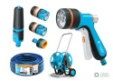 Zestaw ogrodowy 1/2" (wąż 20m. zestaw natryskowy. pistolet. wózek na wąż) / TEGER