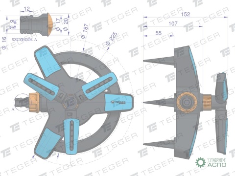 Zestaw ogrodowy 1/2" (wąż 20m. zestaw natryskowy. zegar. zraszacz) / TEGER